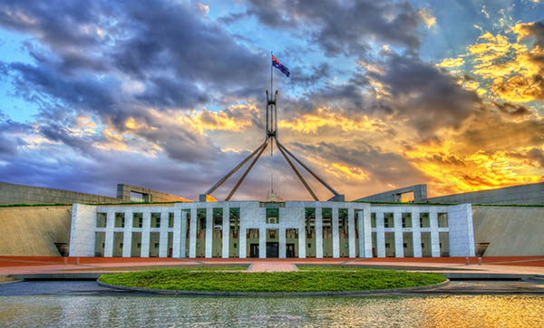 australian government building with flag