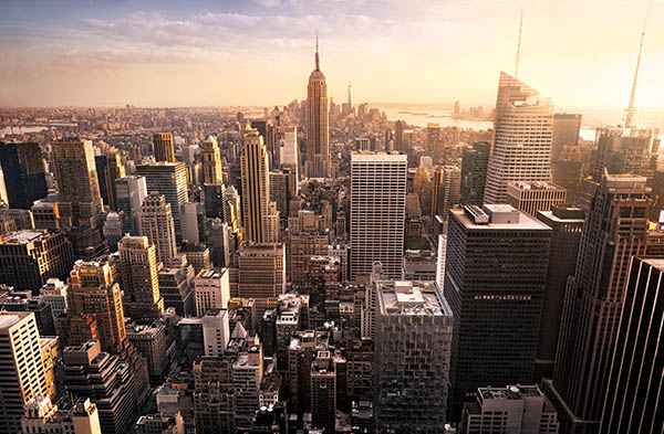 new york city skyline with sky scrapers and private enterprises