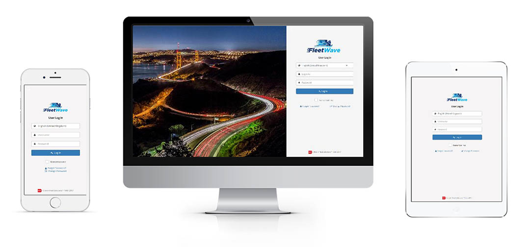 fleet management software on a smartphone, desktop and tablet