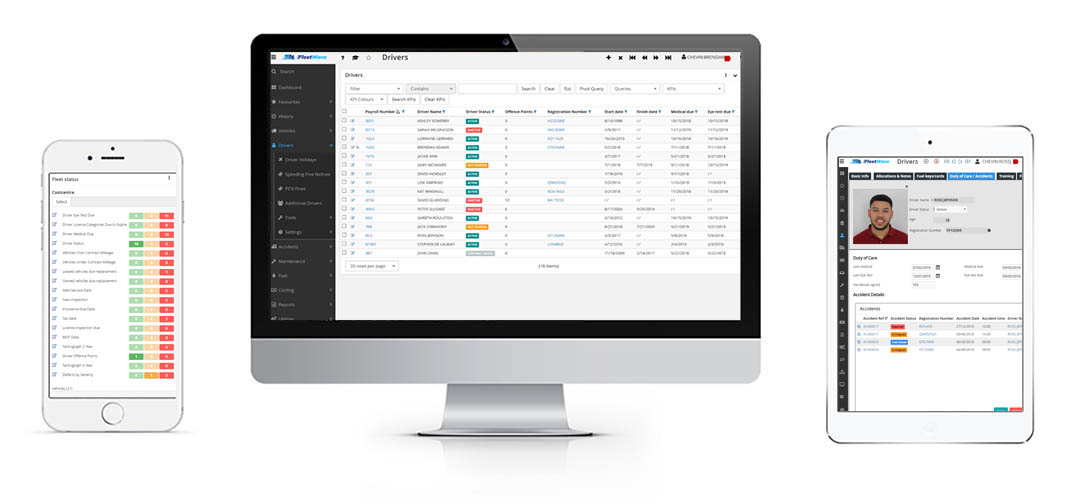fleet driver management software on 3 devices