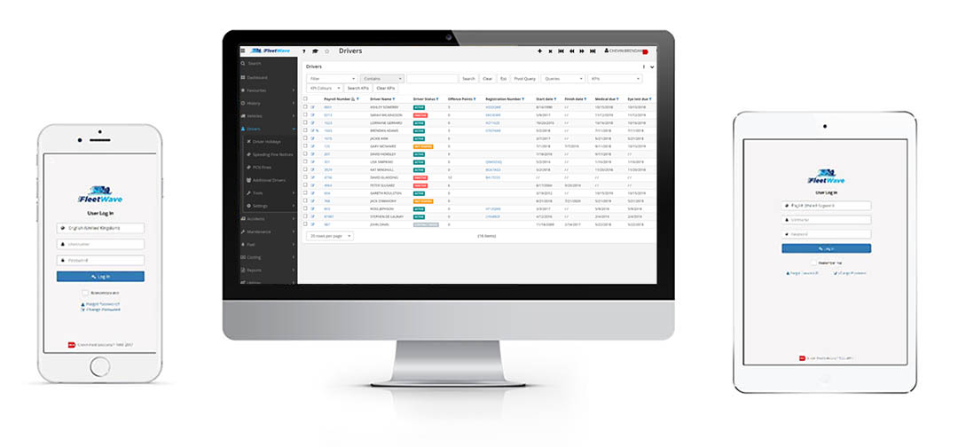 fleet driver management software on 3 devices