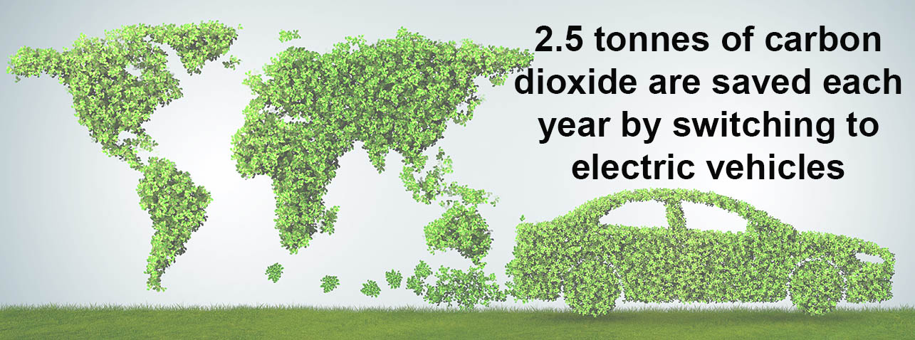 statistic in favour of electric fleet vehicles - 2.5 tonnes of carbon dioxide are saved each year by switching to electric vehicles